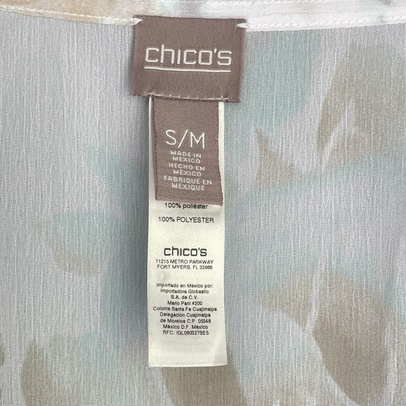 Chico's Chiffon Blouse Poncho Size S/M Floral Oversized Semi Sheer Top Cover - Picture 3 of 14